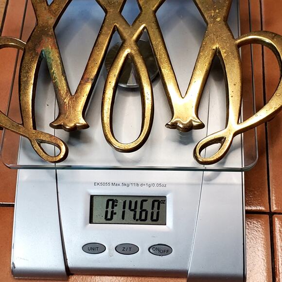 Vintage Williamsburg William and Mary Cypher Trivet Brass Kitchen Decor 8" x 6" - Picture 6 of 6